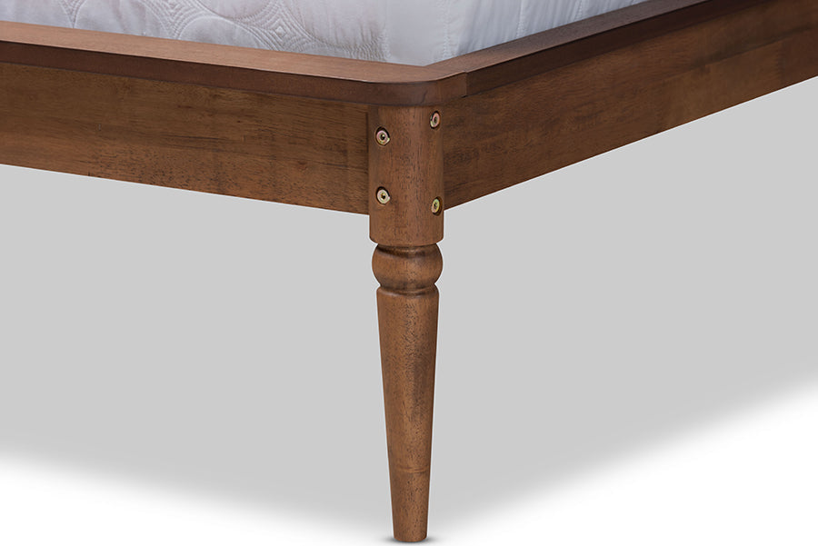 Baxton Studio Regis Modern and Contemporary Transitional Light Grey Fabric Upholstered and Walnut Brown Finished Wood King Size Platform Bed