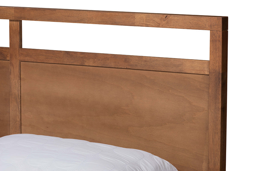 Baxton Studio Saffron Modern and Contemporary Walnut Brown Finished Wood Queen Size 4-Drawer Platform Storage Bed