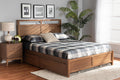 Baxton Studio Saffron Modern and Contemporary Walnut Brown Finished Wood King Size 4-Drawer Platform Storage Bed