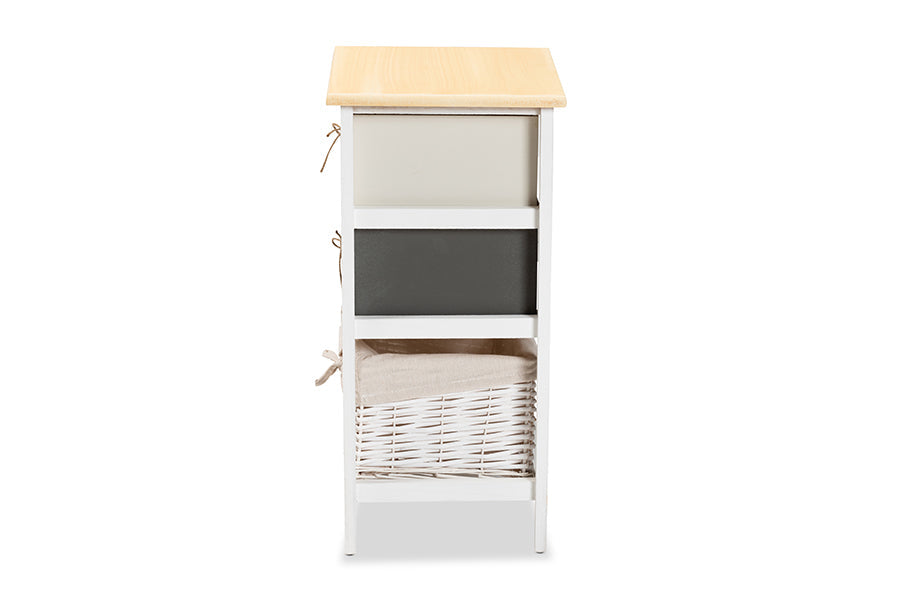 Baxton Studio Diella Modern and Contemporary Multi-Colored Wood 2-Drawer Storage Unit with Basket