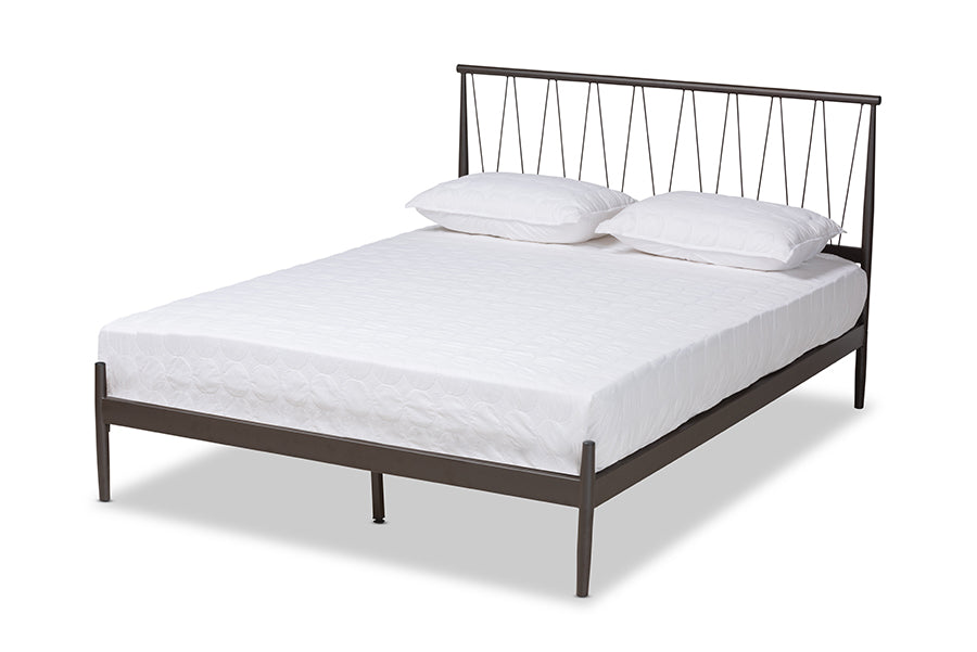 Baxton Studio Samir Modern Industrial Black Finished Metal Queen Size Platform Bed