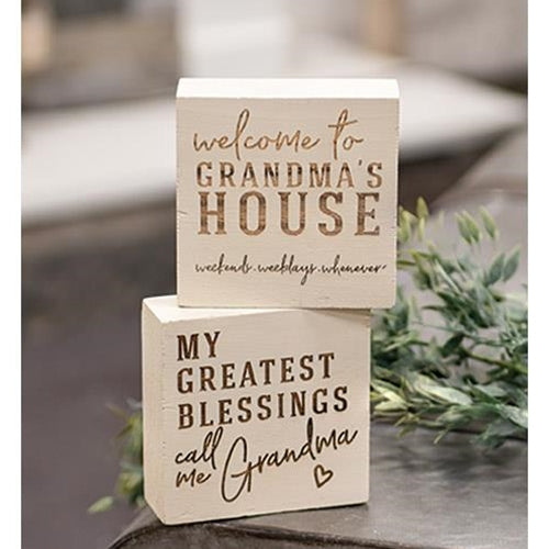 Grandma's House Engraved Block 2 Asstd.  (Pack of 4)