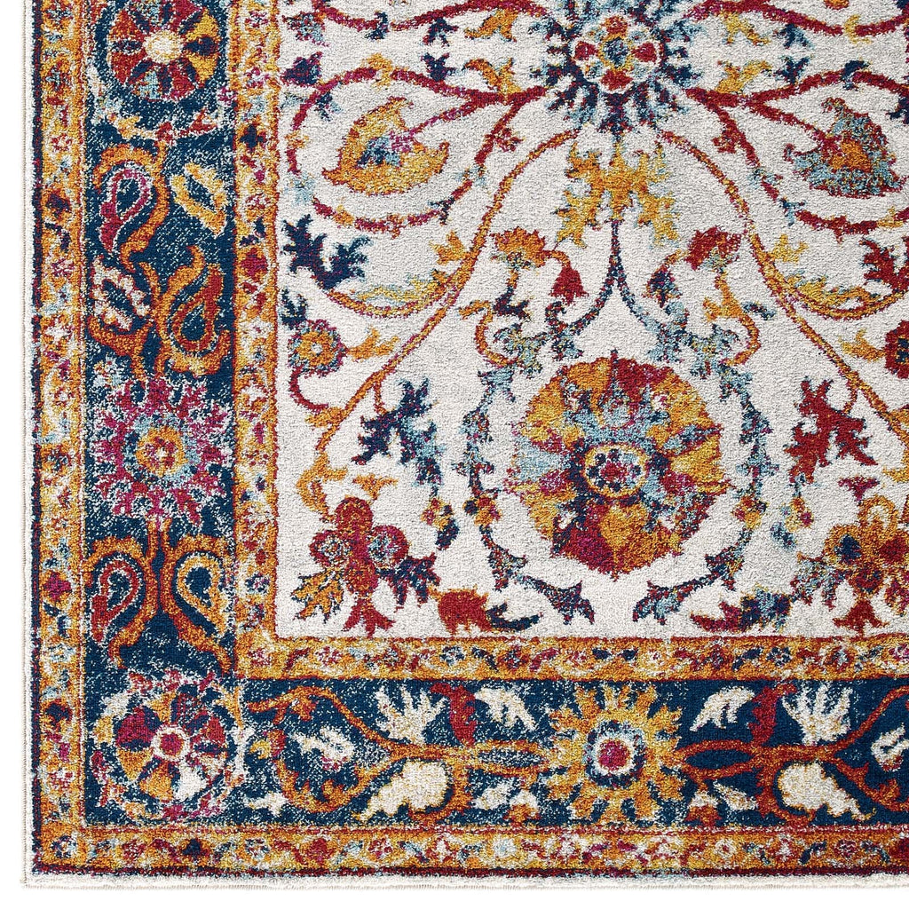 Entourage Samira Distressed Vintage Floral Vintage Medallion 8x10 Area Rug by Modway