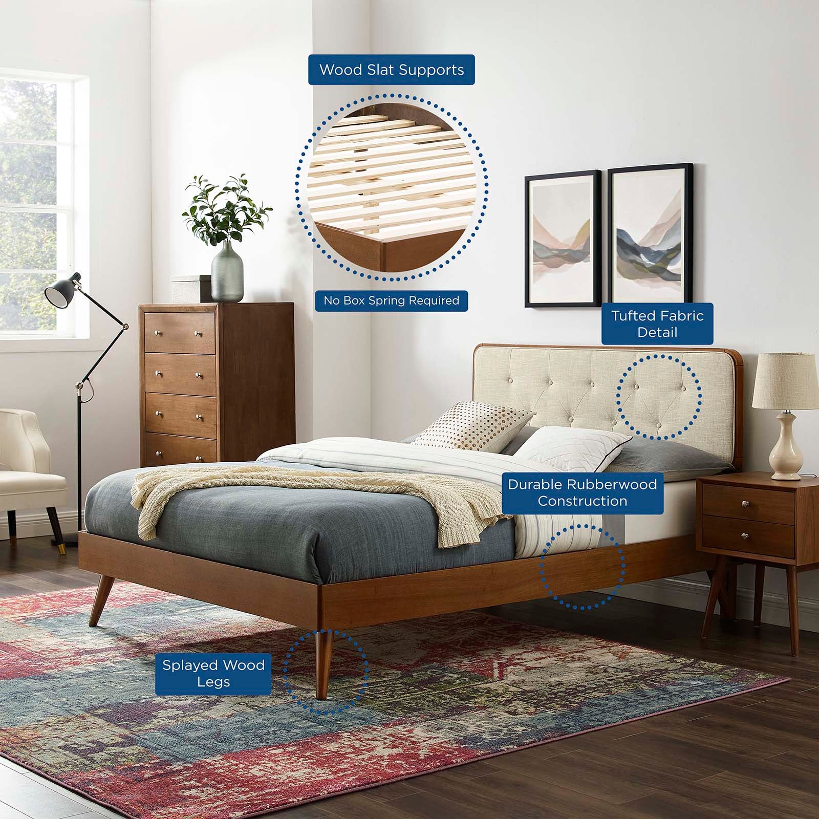 Bridgette Wood Twin Platform Bed With Splayed Legs by Modway