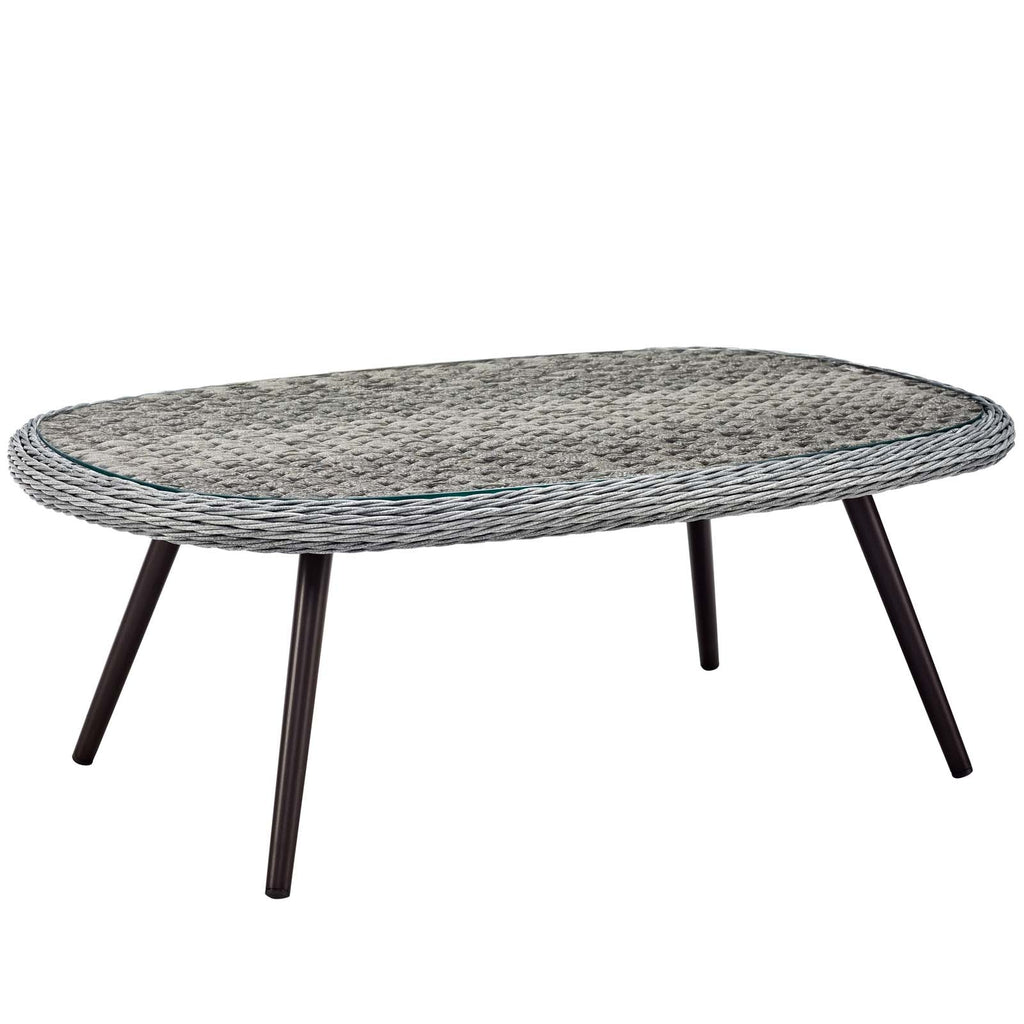 Endeavor 4 Piece Outdoor Patio Wicker Rattan Loveseat Armchair and Coffee Table Set by Modway