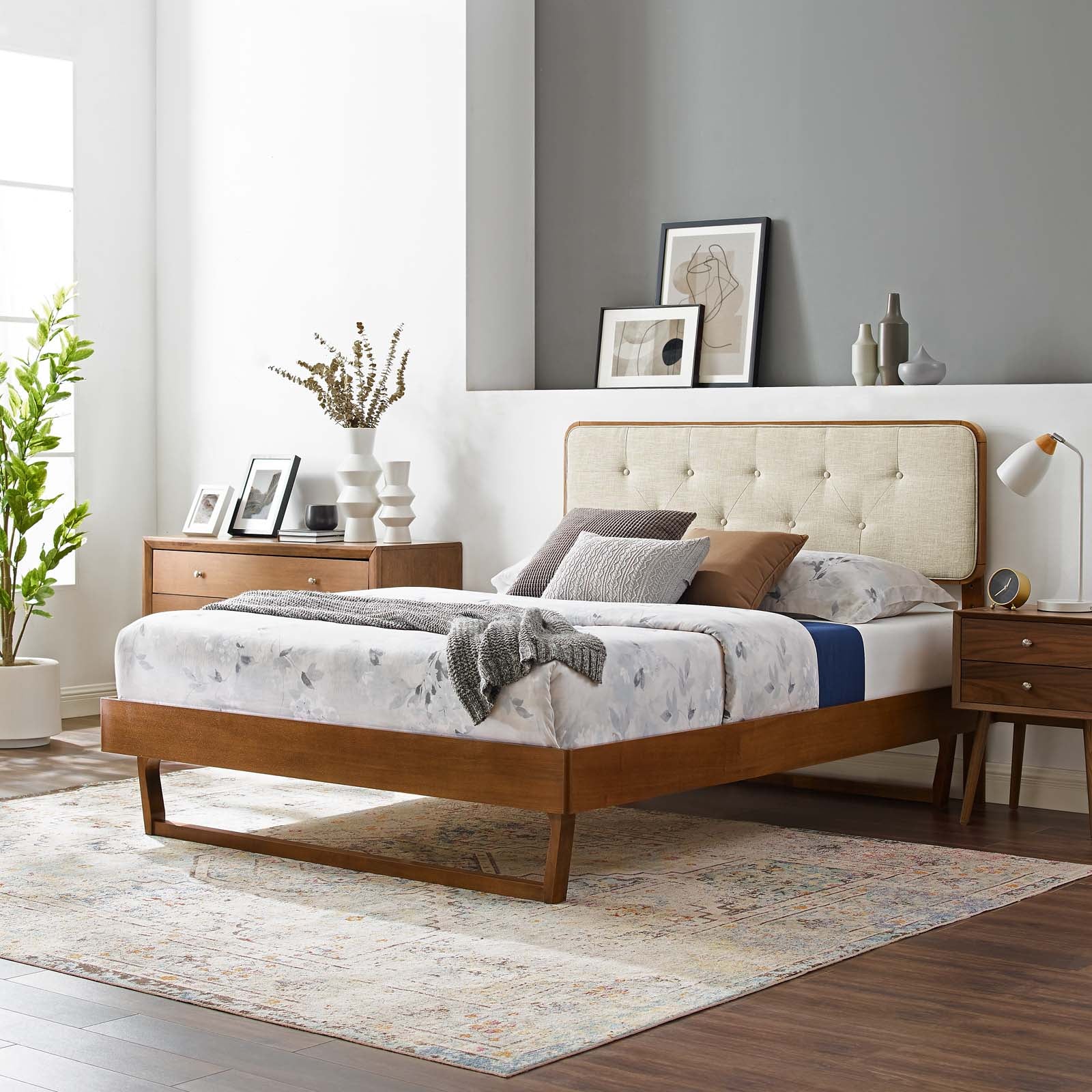 Bridgette Wood King Platform Bed With Angular Frame by Modway