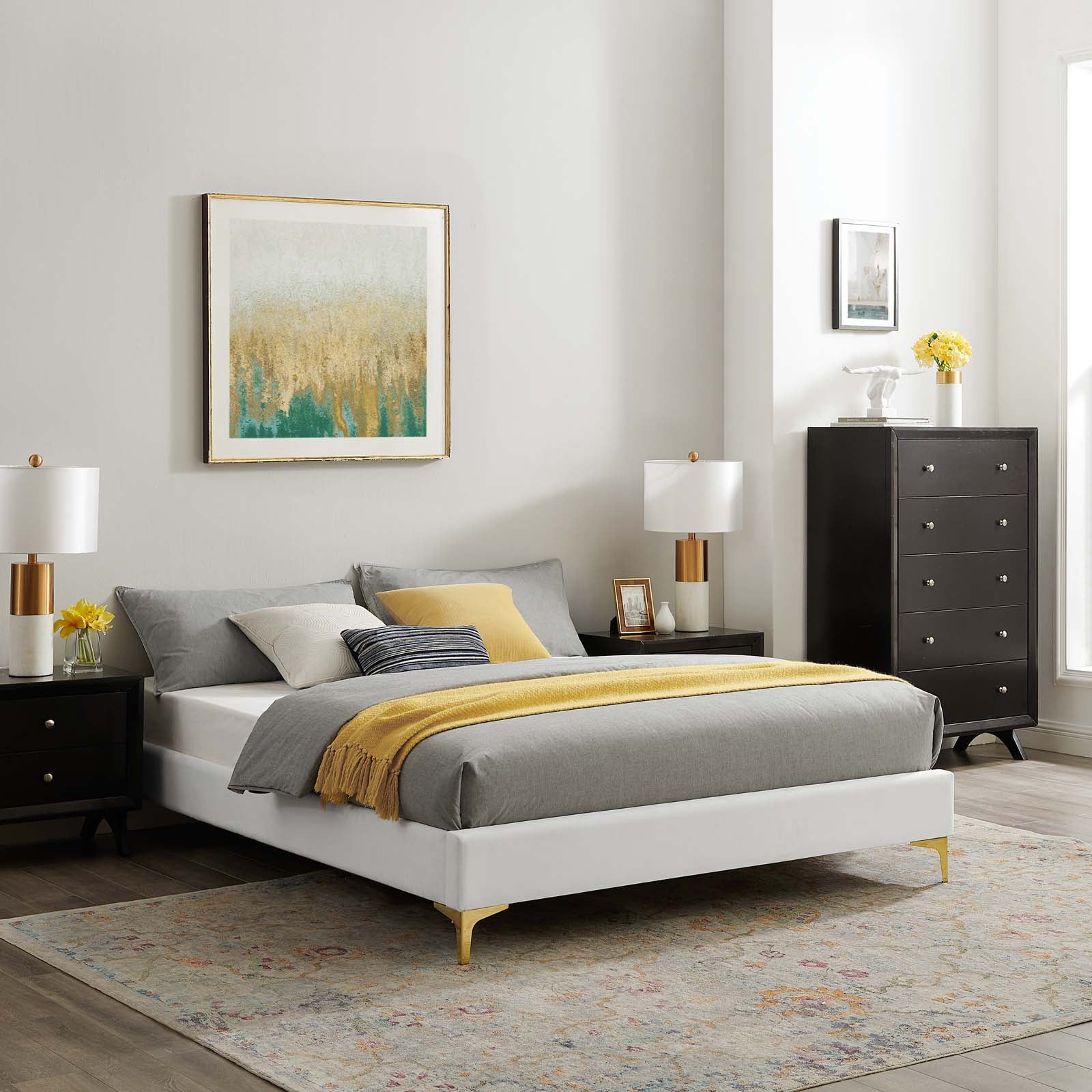 Sutton Performance Velvet Queen Bed Frame by Modway