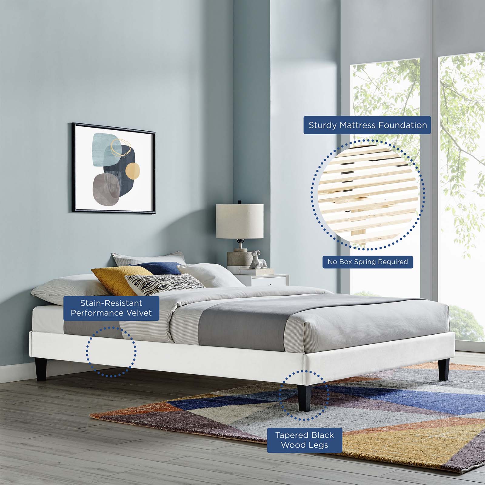 Reign Performance Velvet King Platform Bed Frame by Modway
