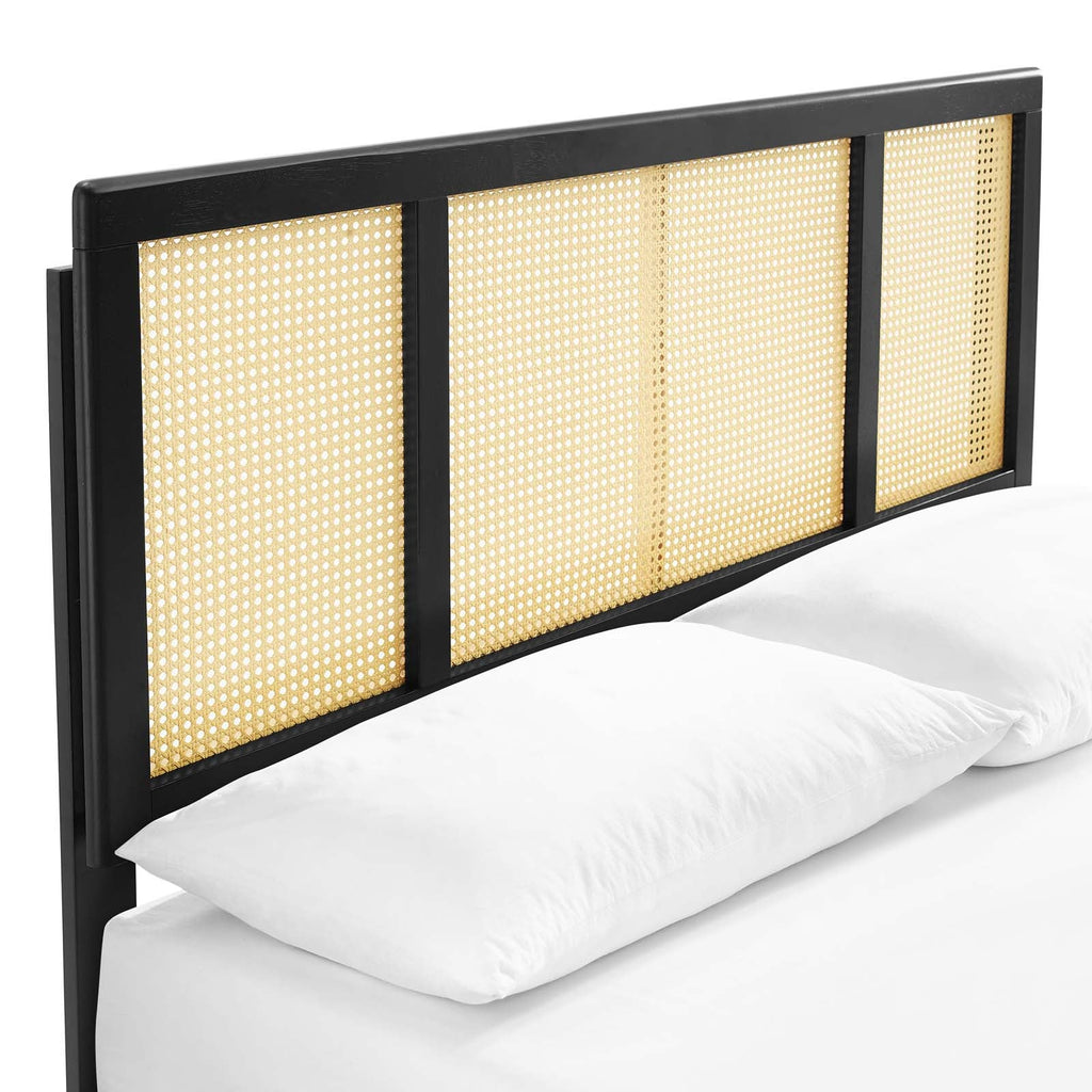 Kelsea Cane and Wood Queen Platform Bed With Splayed Legs by Modway