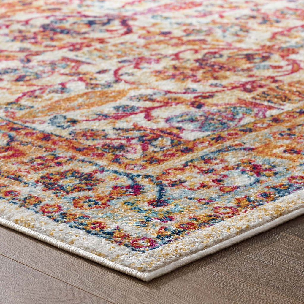Entourage Jessa Distressed Vintage Floral Lattice 5x8 Area Rug by Modway