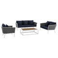 Stance 4 Piece Outdoor Patio Aluminum Sectional Sofa Set by Modway