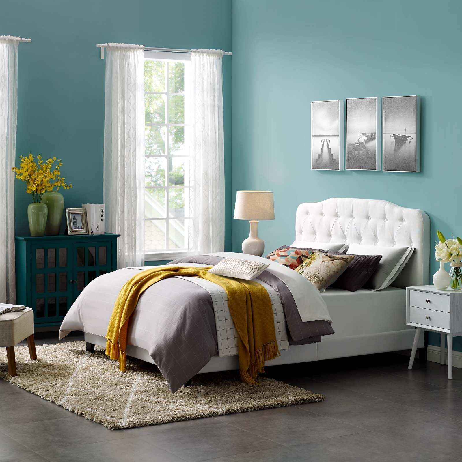 Amelia Upholstered Fabric King Bed by Modway