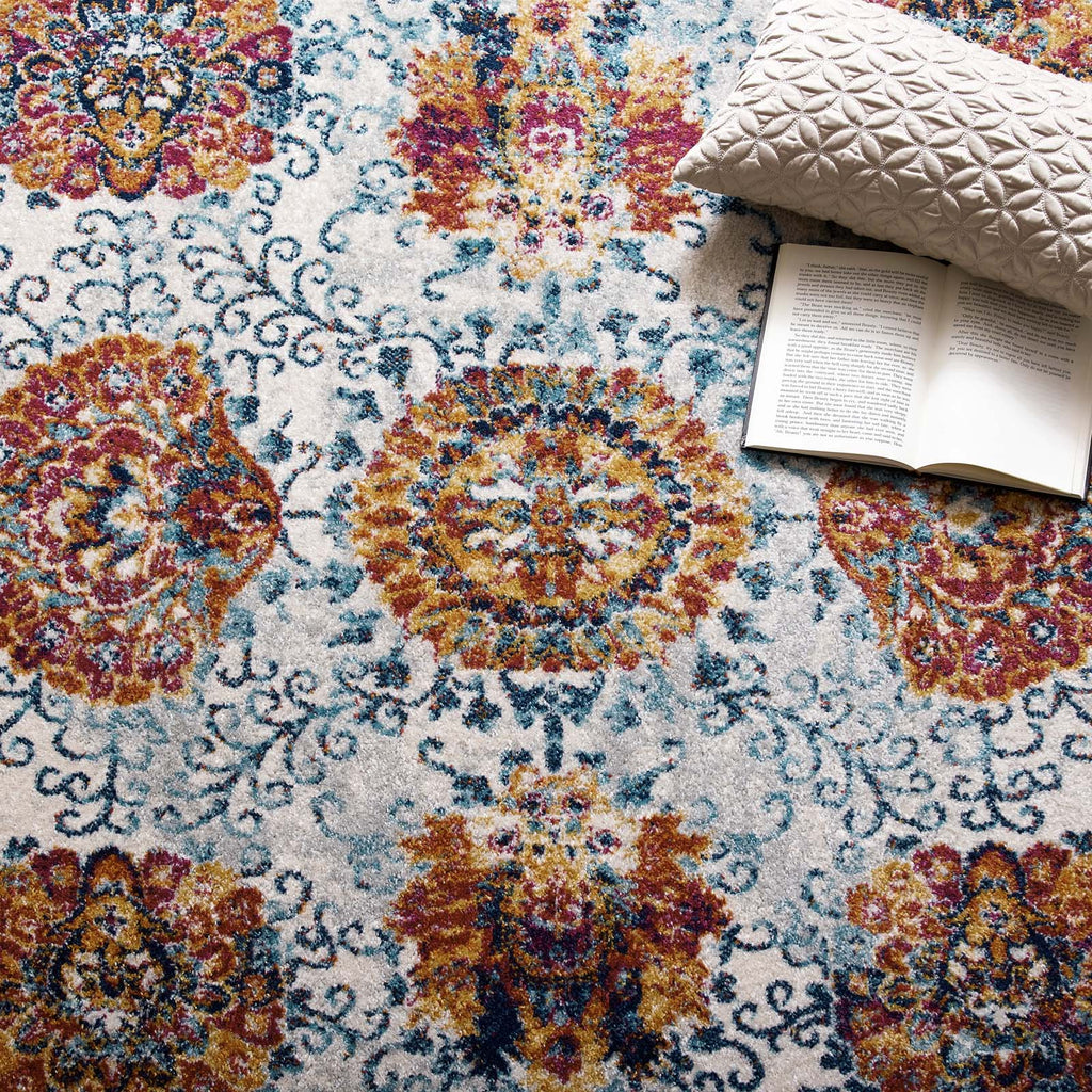 Entourage Kensie Distressed Floral Moroccan Trellis 8x10 Area Rug by Modway