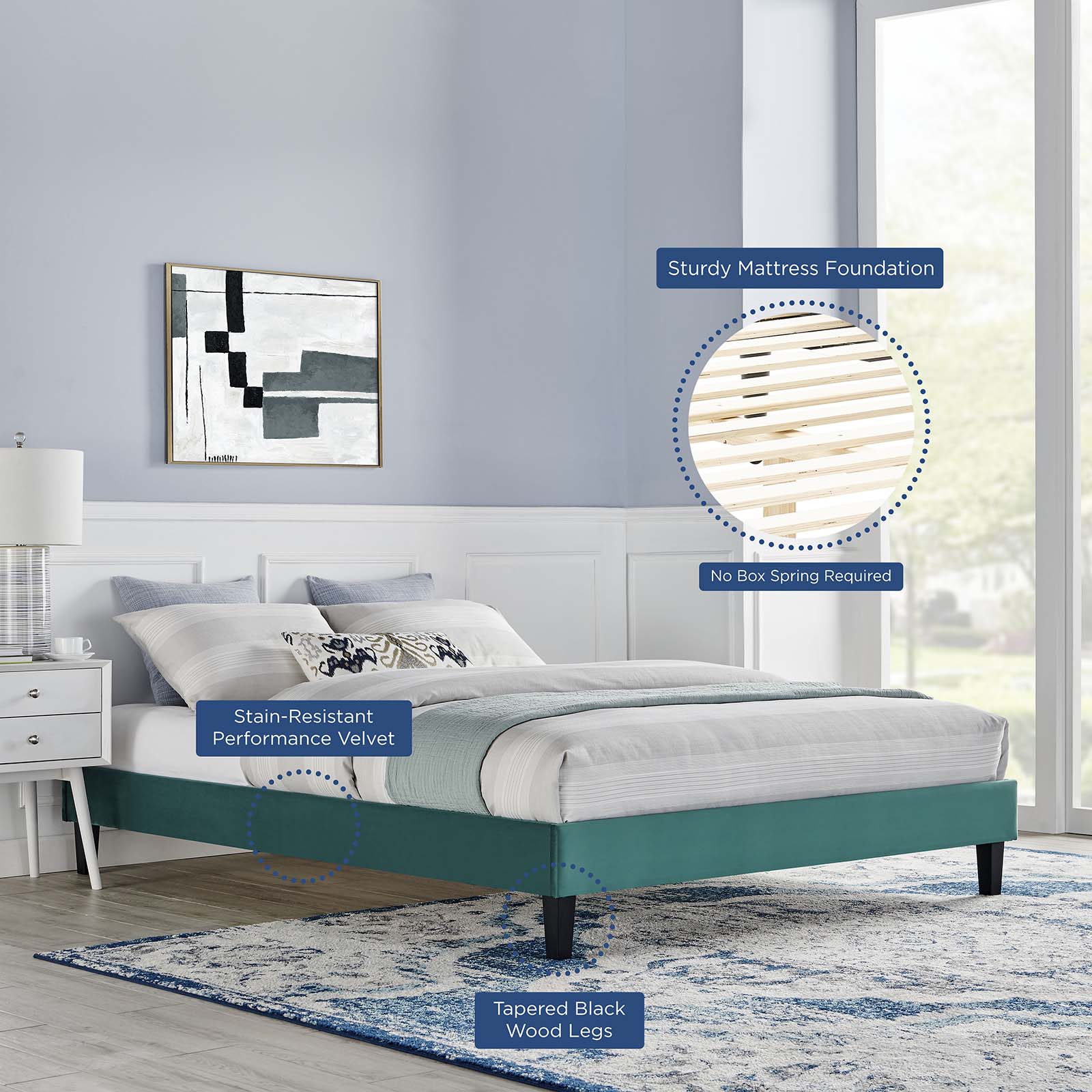 Reign Performance Velvet King Platform Bed Frame by Modway