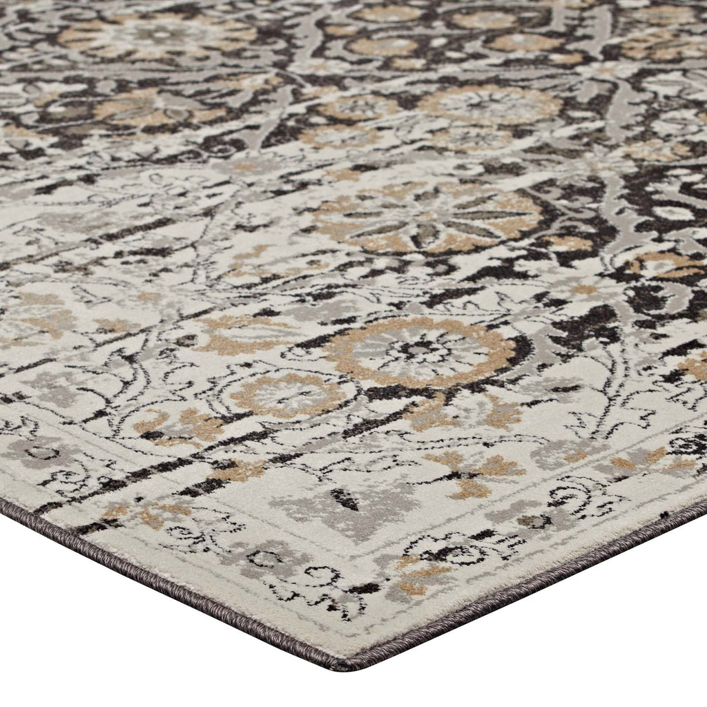 Ganesa Distressed Diamond Floral Lattice 5x8 Area Rug by Modway