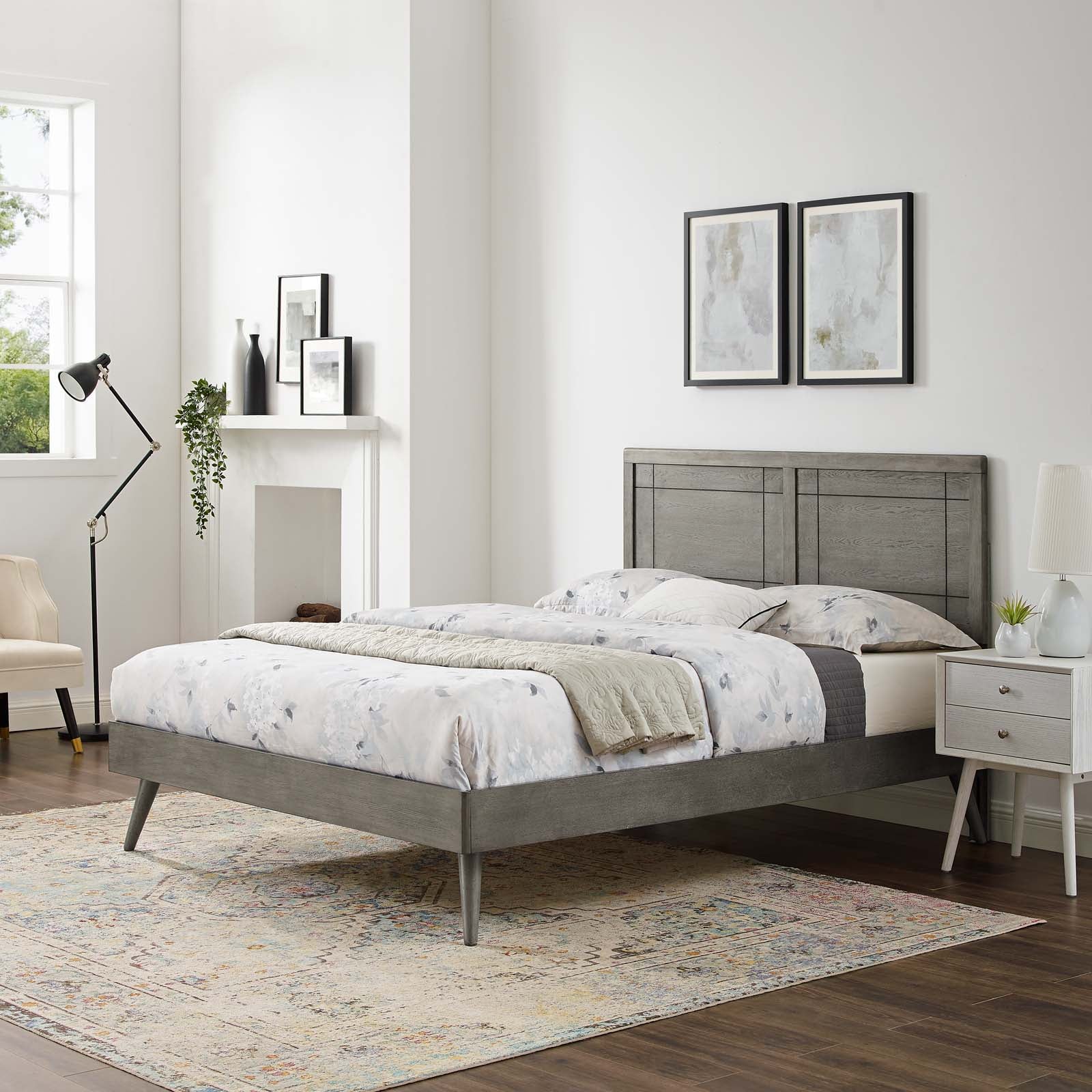 Marlee Wood King Platform Bed With Splayed Legs by Modway