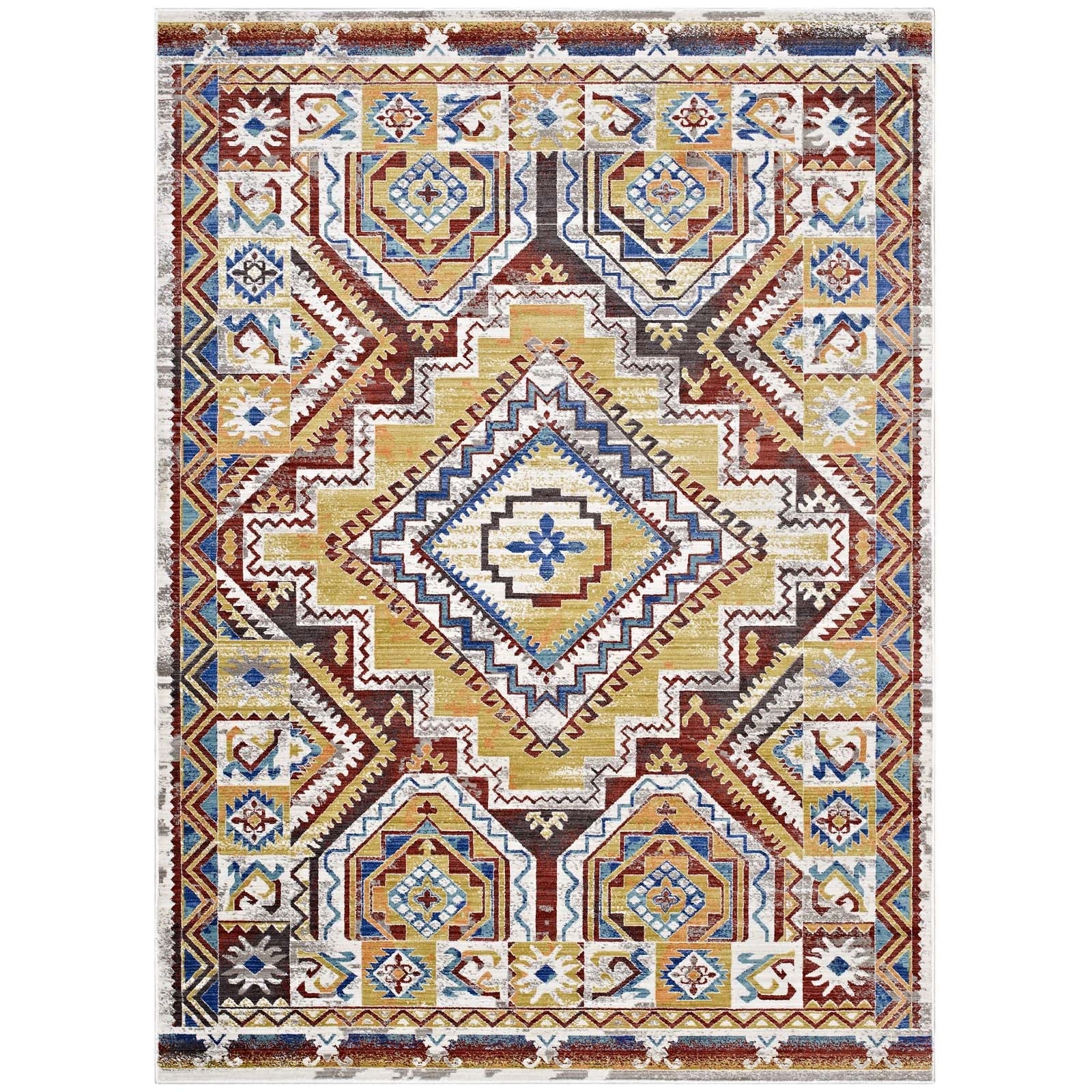 Florita Distressed Southwestern Aztec 8x10 Area Rug by Modway