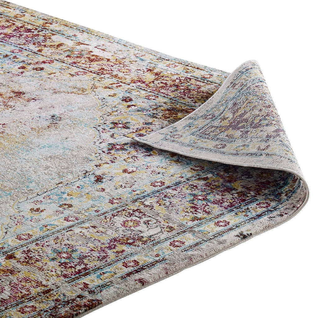 Success Merritt Transitional Distressed Floral Vintage Medallion 5x8 Area Rug by Modway