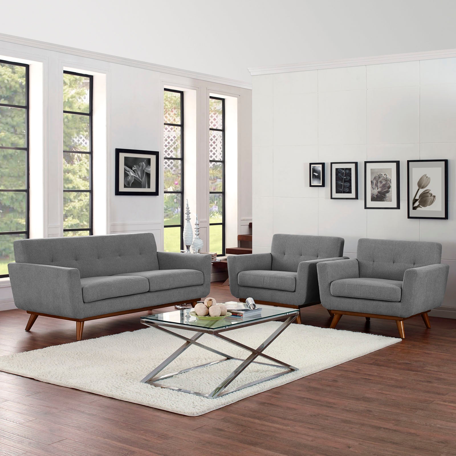 Engage Armchairs and Loveseat Set of 3 by Modway