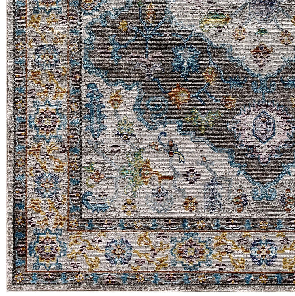 Success Anisah Distressed Floral Vintage Medallion 5x8 Area Rug by Modway