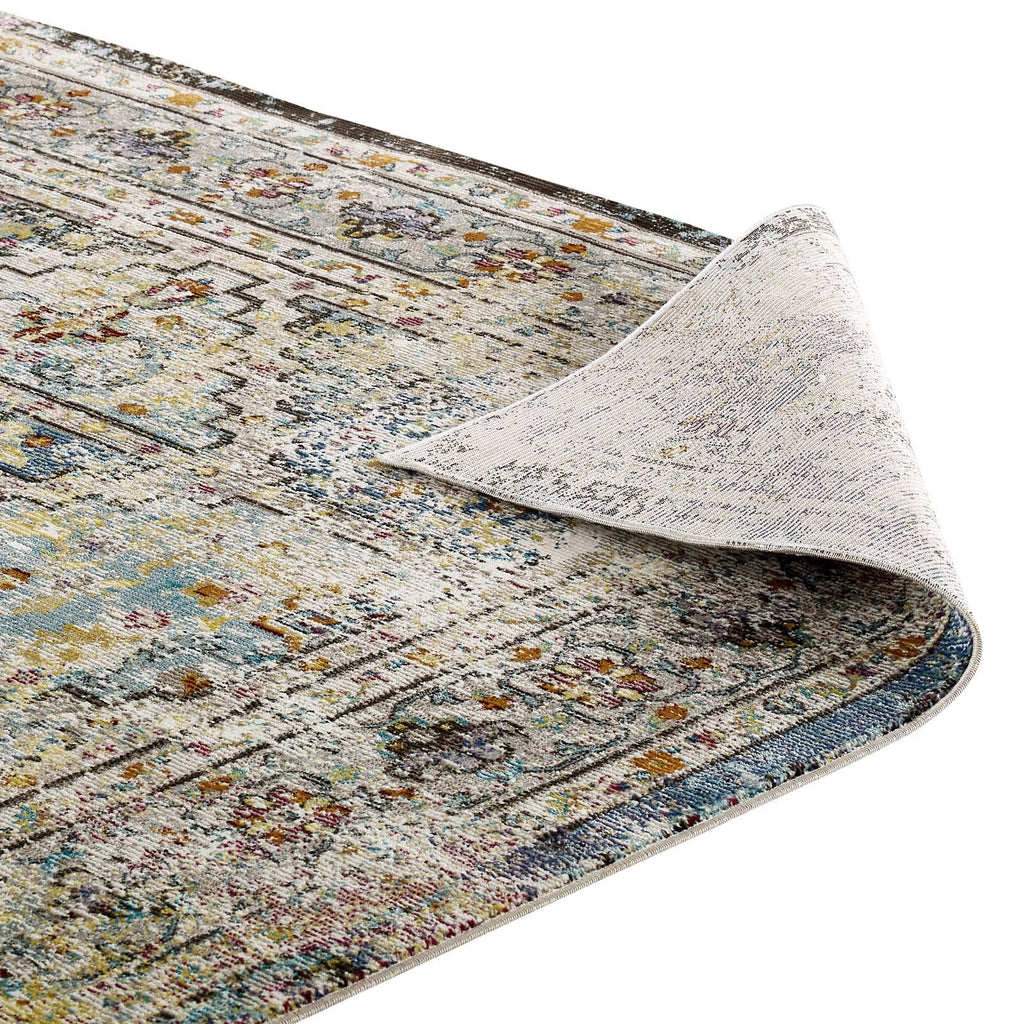 Success Jacinda Distressed Vintage Floral Vintage Medallion 5x8 Area Rug by Modway