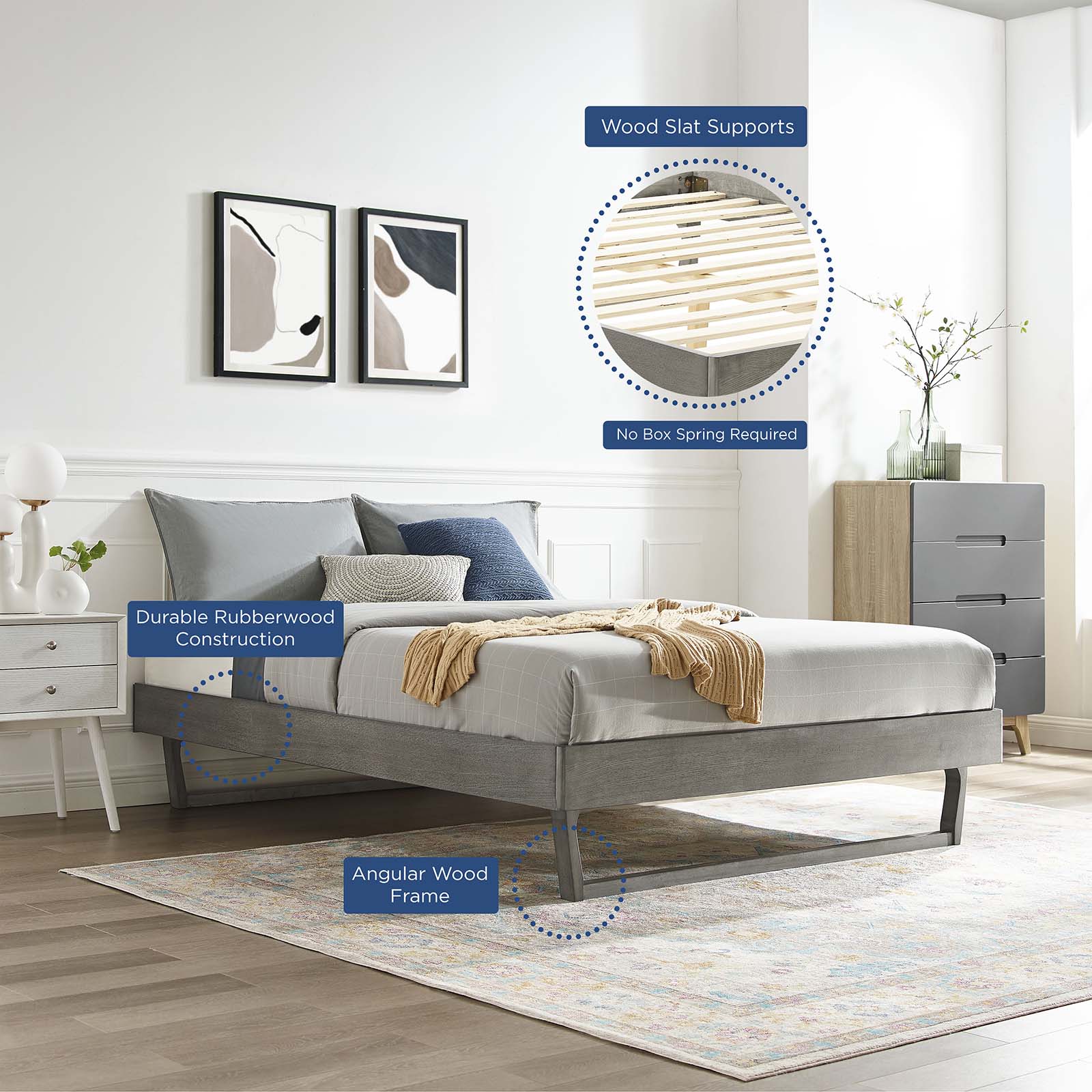 Billie Wood King Platform Bed Frame by Modway