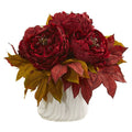Peony Artificial Arrangement in Marble Finished Vase