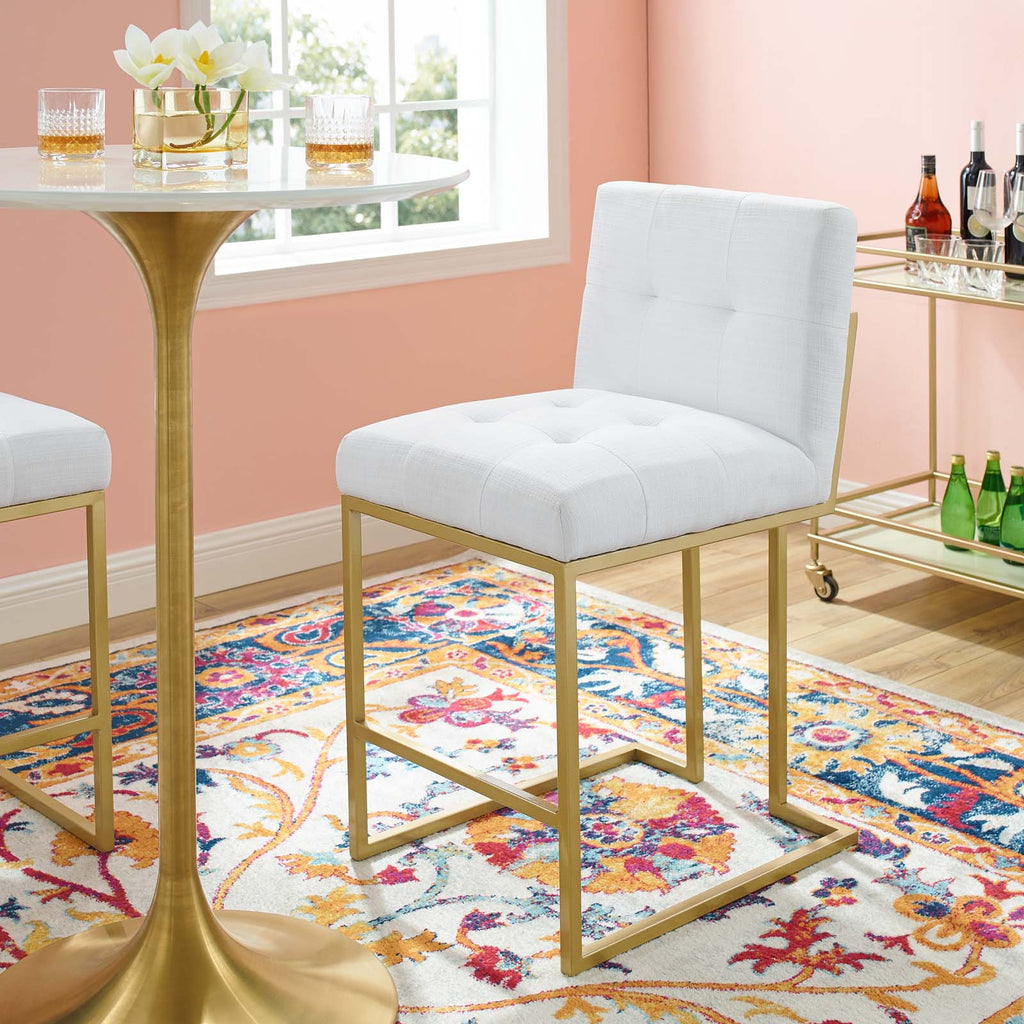Privy Gold Stainless Steel Upholstered Fabric Counter Stool by Modway
