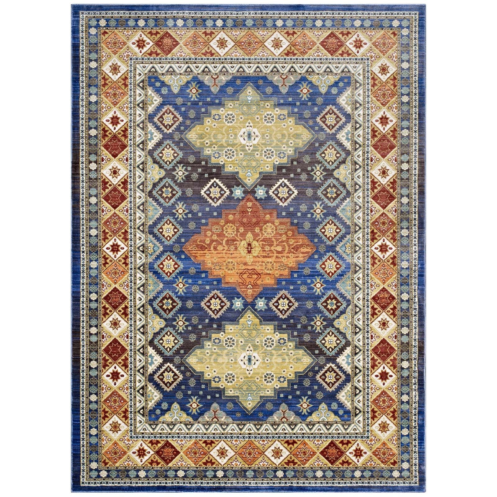 Atzi Distressed Southwestern Diamond Floral 5x8 Area Rug by Modway