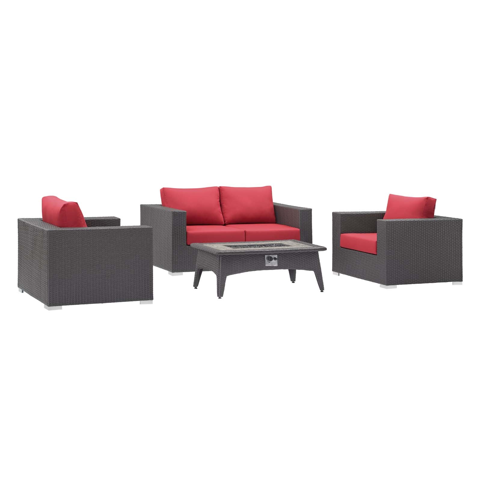 Convene 4 Piece Set Outdoor Patio with Fire Pit by Modway