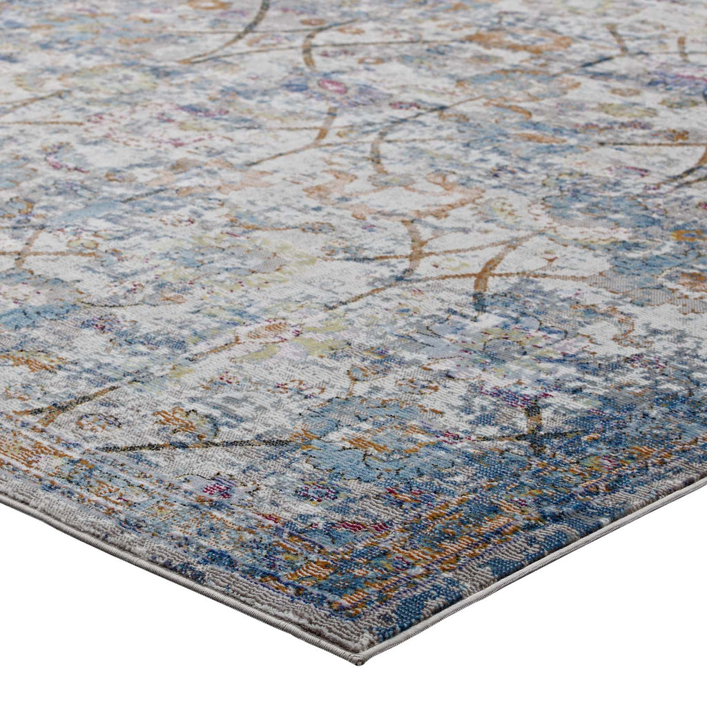Minu Distressed Floral Lattice 4x6 Area Rug by Modway