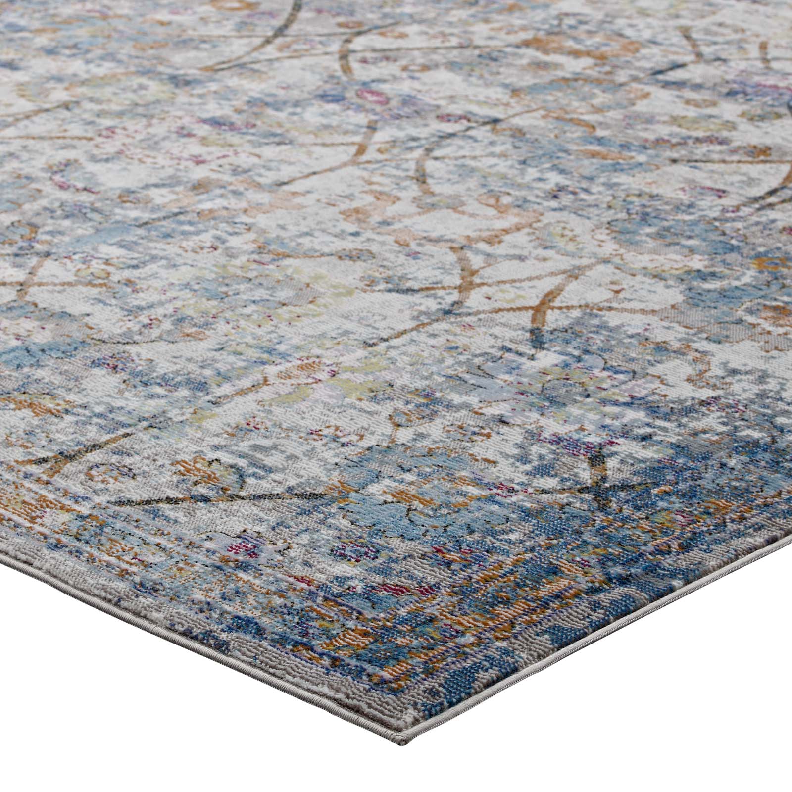 Minu Distressed Floral Lattice 4x6 Area Rug by Modway