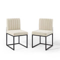Carriage Upholstered Fabric Dining Chair Set of 2 by Modway
