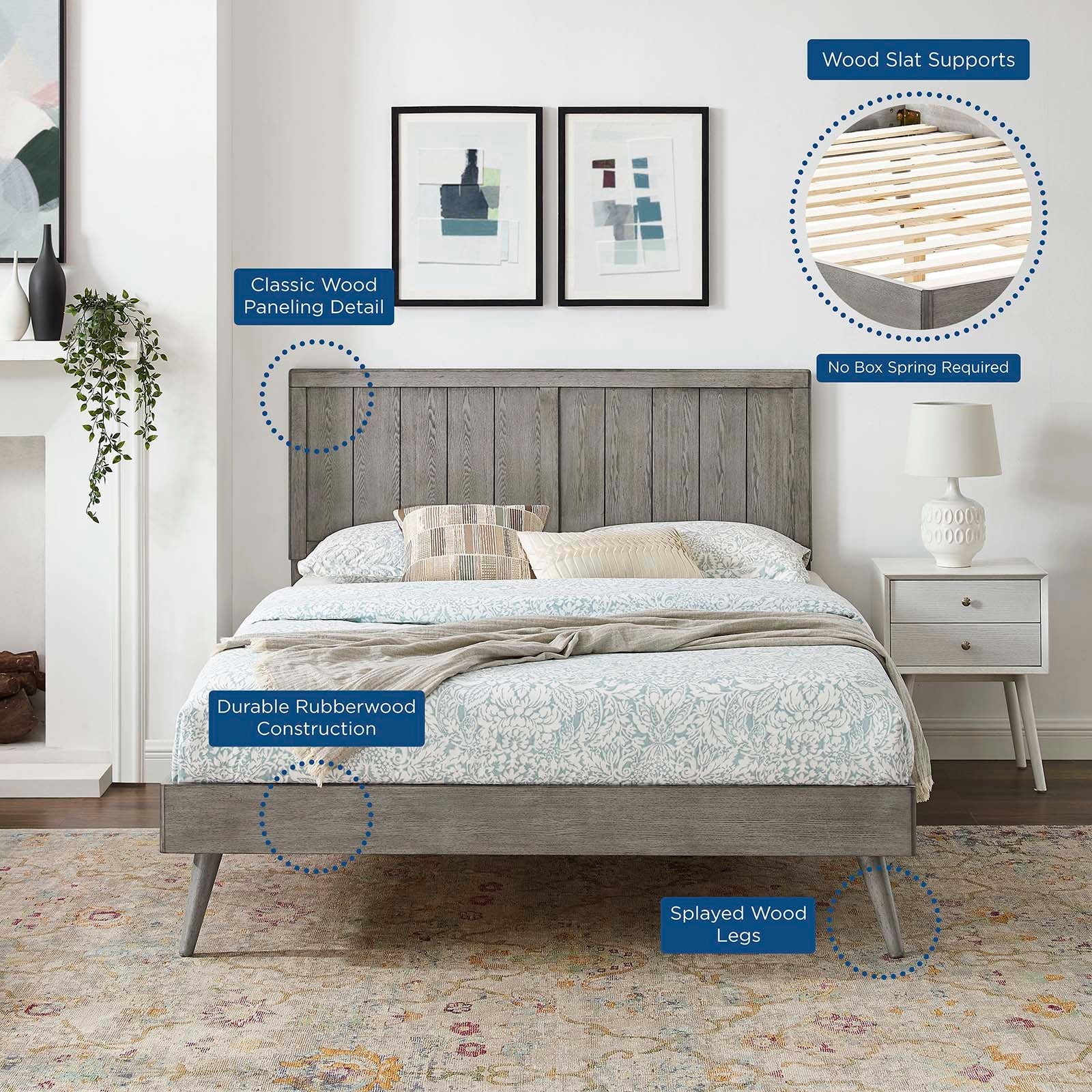 Alana Wood King Platform Bed With Splayed Legs by Modway