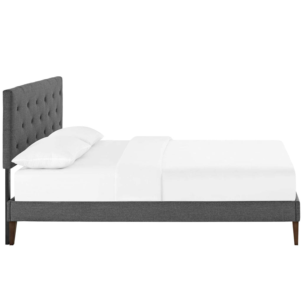 Tarah Fabric King Platform Bed with Squared Tapered Legs by Modway