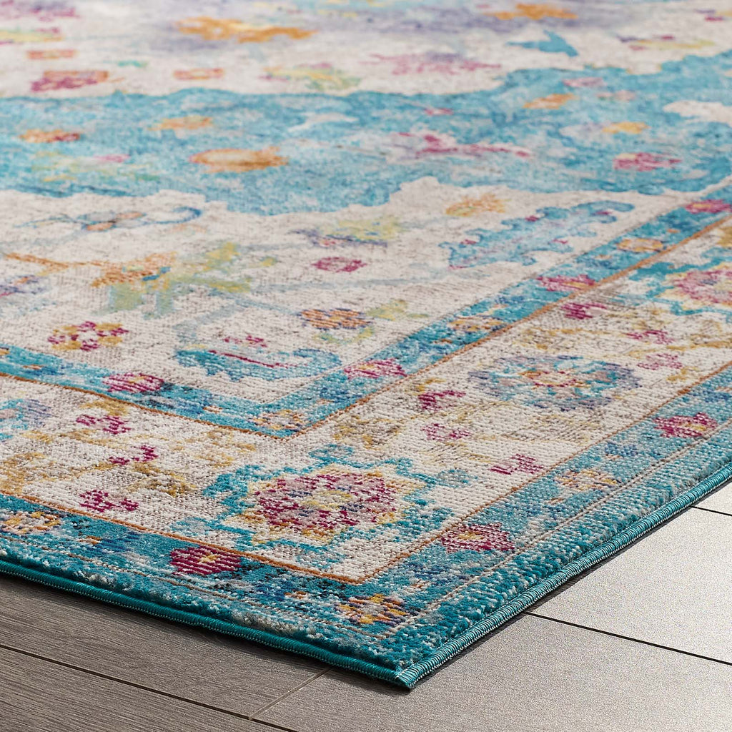 Success Anisah Distressed Floral Vintage Medallion 5x8 Area Rug by Modway