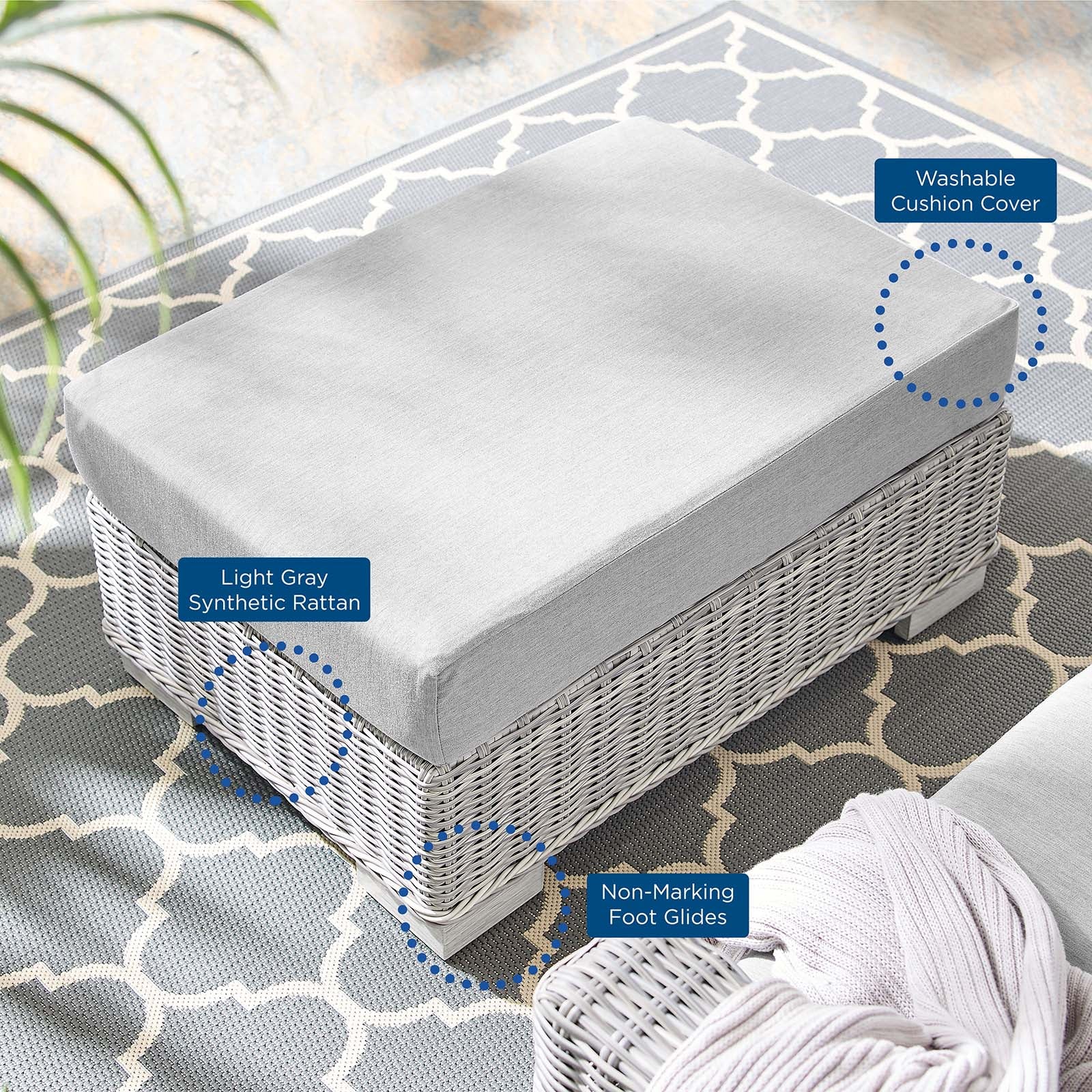 Conway Sunbrella¨ Outdoor Patio Wicker Rattan Ottoman by Modway