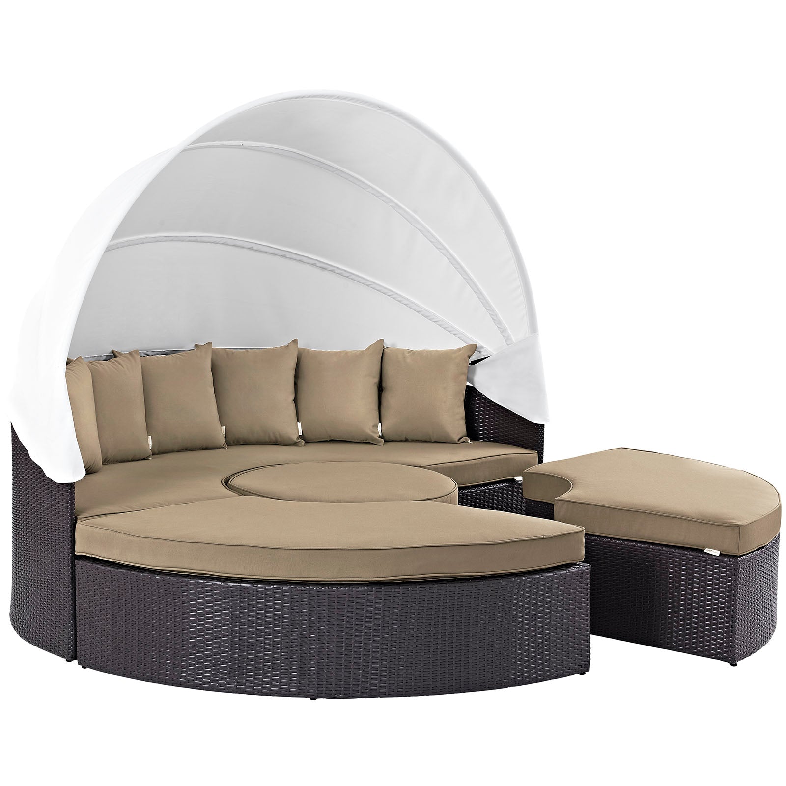 Quest Outdoor Patio Wicker Rattan Canopy Sectional Daybed by Modway