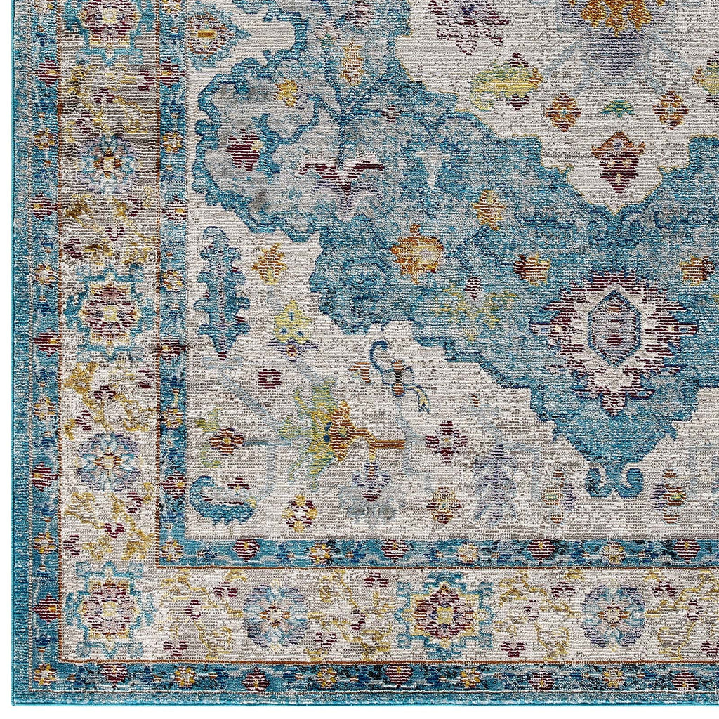 Success Anisah Distressed Floral Vintage Medallion 4x6 Area Rug by Modway