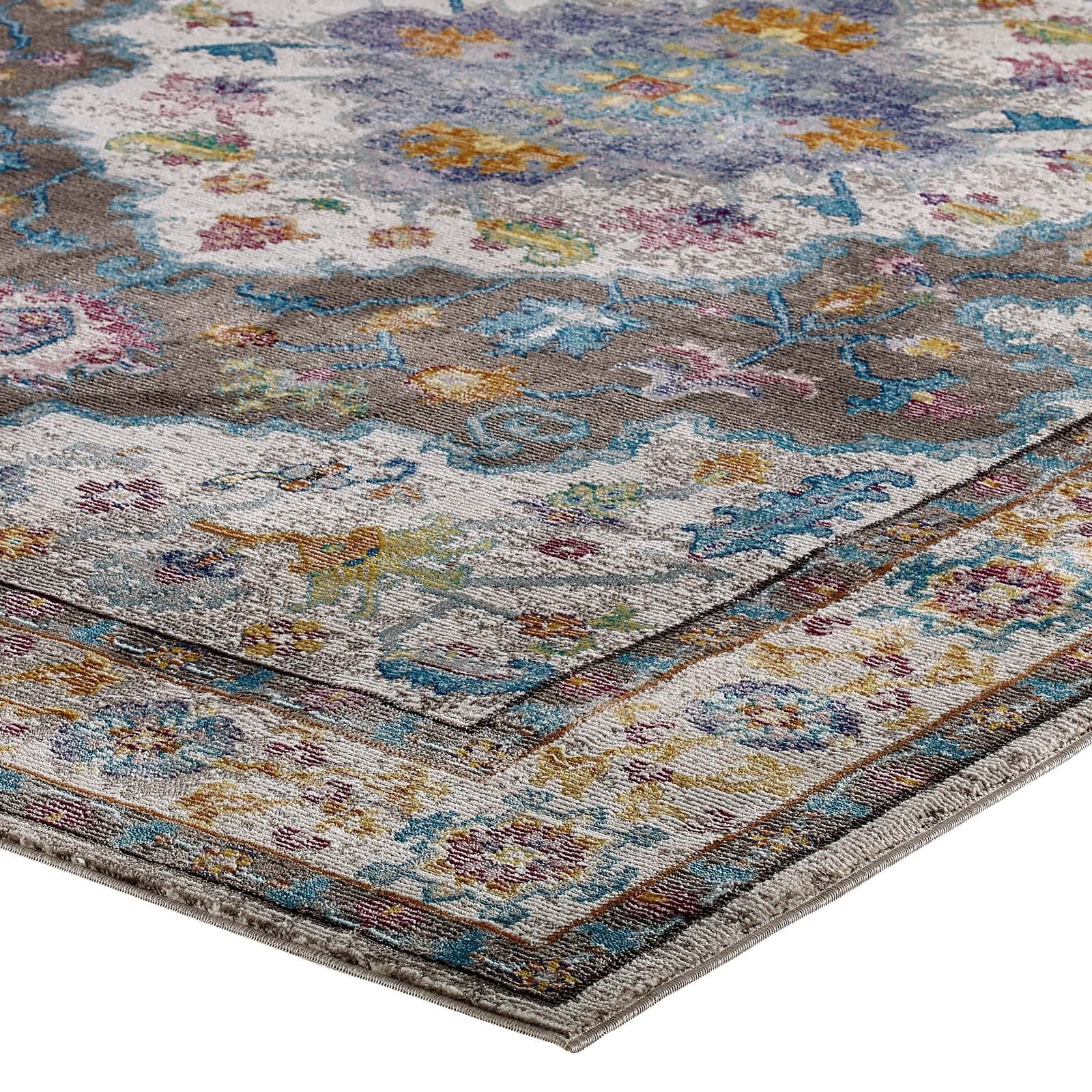 Success Anisah Distressed Floral Vintage Medallion 8x10 Area Rug by Modway