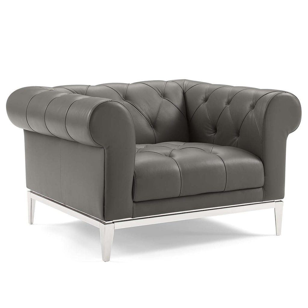 Idyll Tufted Upholstered Leather Sofa and Armchair Set by Modway