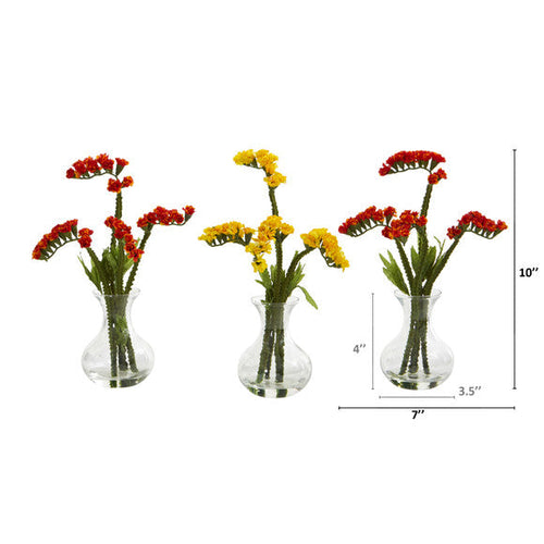 10" Baby Breath Artificial Arrangement in Vase (Set of 3)