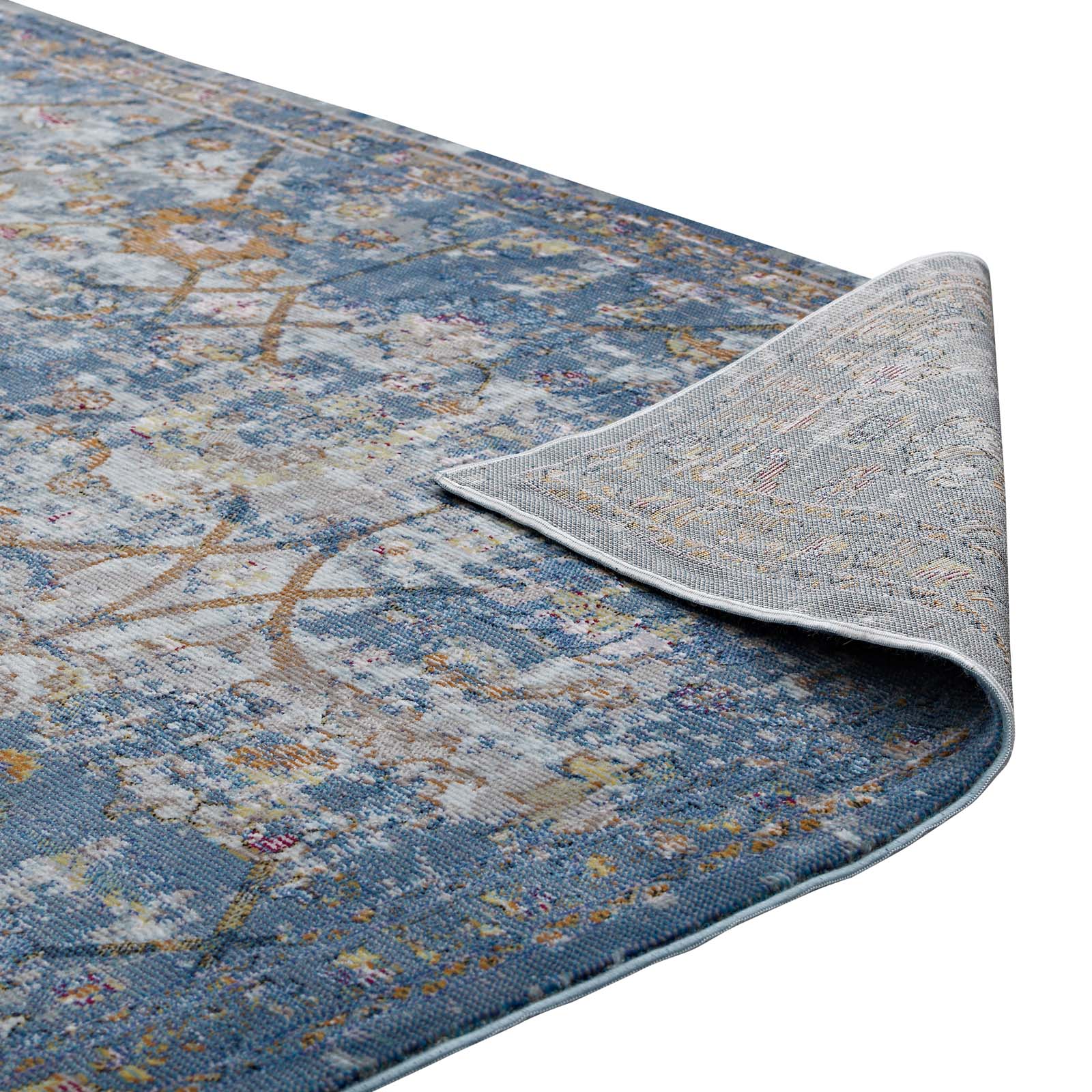 Minu Distressed Floral Lattice 5x8 Area Rug by Modway