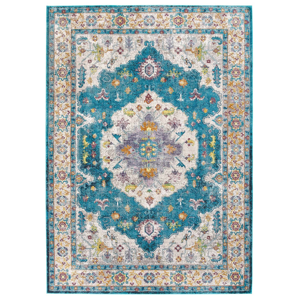 Success Anisah Distressed Floral Vintage Medallion 4x6 Area Rug by Modway