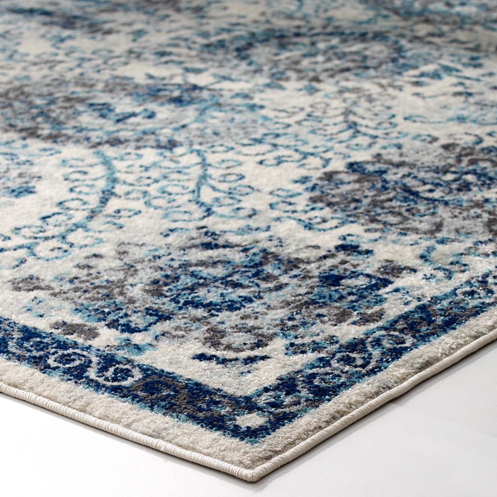 Entourage Kensie Distressed Floral Moroccan Trellis 8x10 Area Rug by Modway