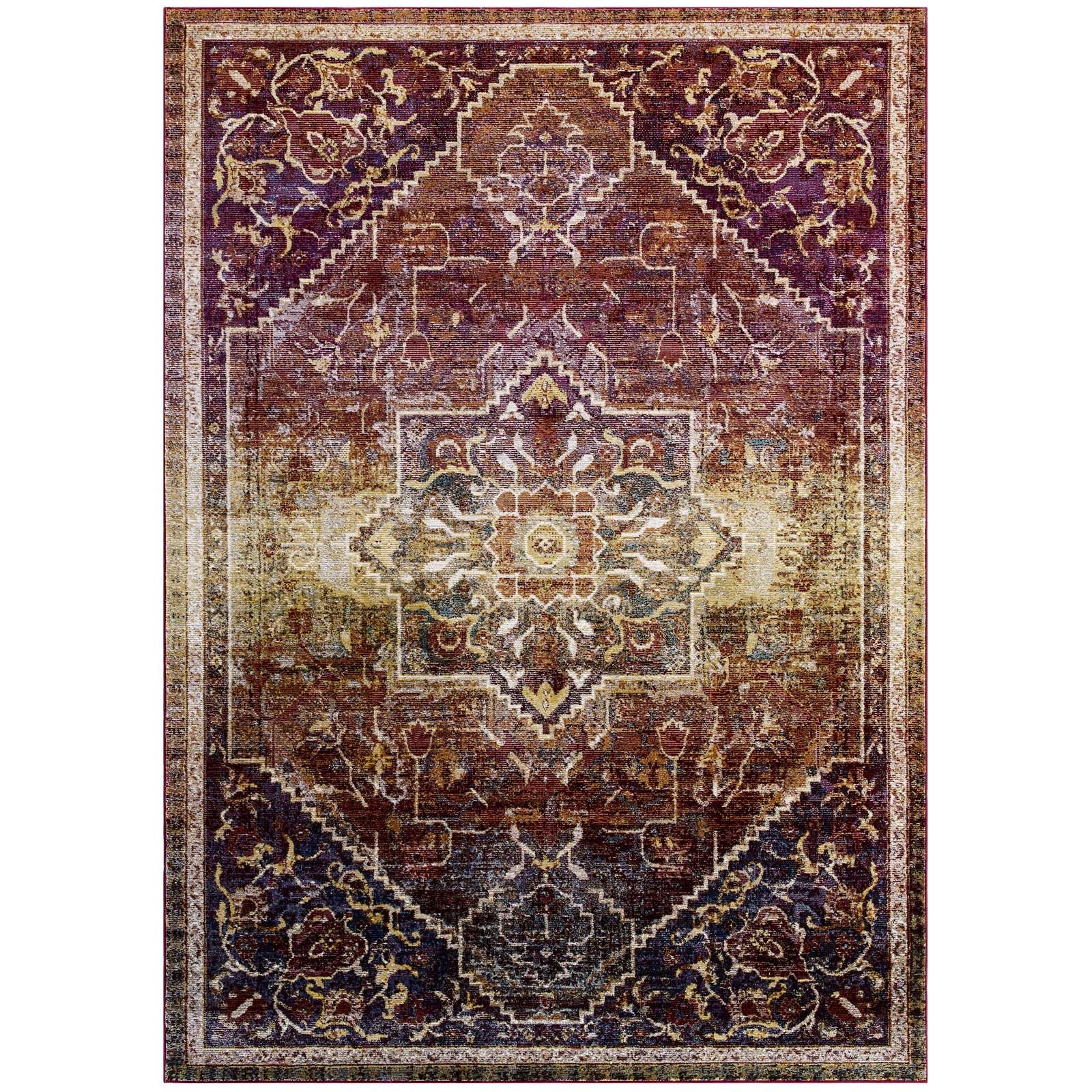 Success Kaede Transitional Distressed Vintage Floral Vintage Medallion 8x10 Area Rug by Modway