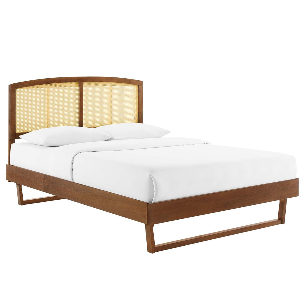Sierra Cane and Wood Full Platform Bed With Angular Legs by Modway