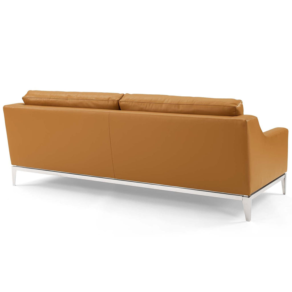 Harness Stainless Steel Base Leather Sofa & Armchair Set by Modway