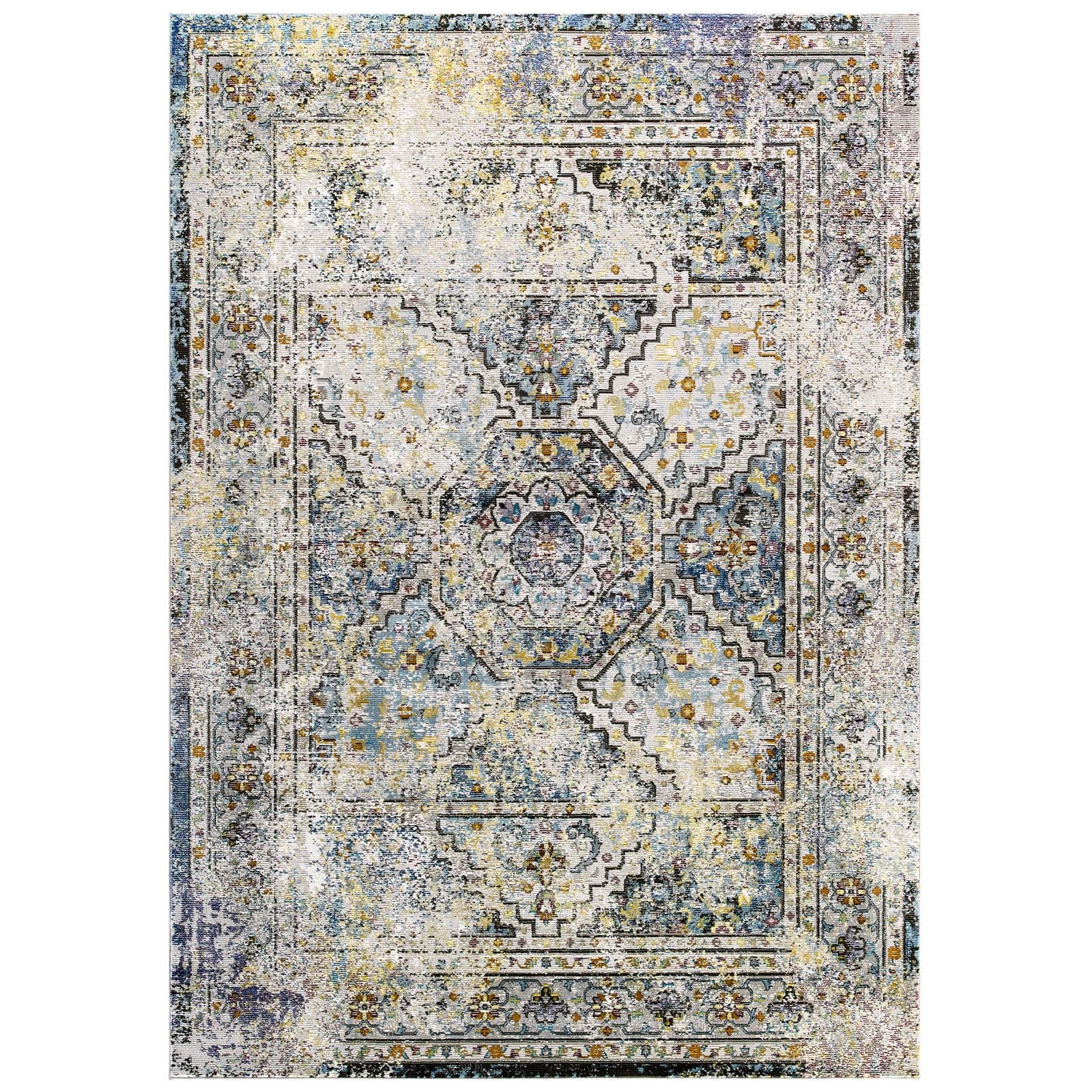 Success Jacinda Distressed Vintage Floral Vintage Medallion 5x8 Area Rug by Modway