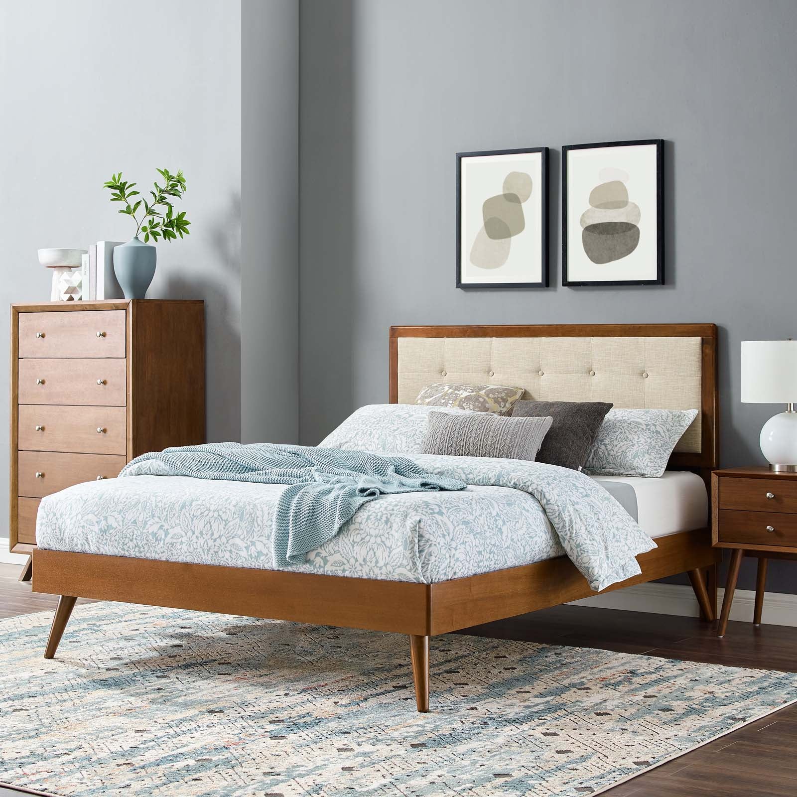 Willow Wood Queen Platform Bed With Splayed Legs by Modway